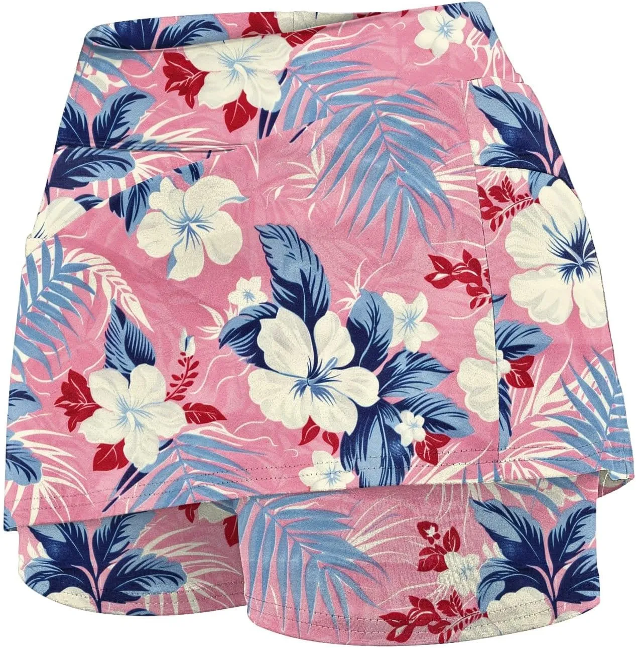 cooki Women's Athletic Skorts Lightweight Golf Skirts Inner Shorts Summer High Waisted Stretchy Floral Print Tennis Skort