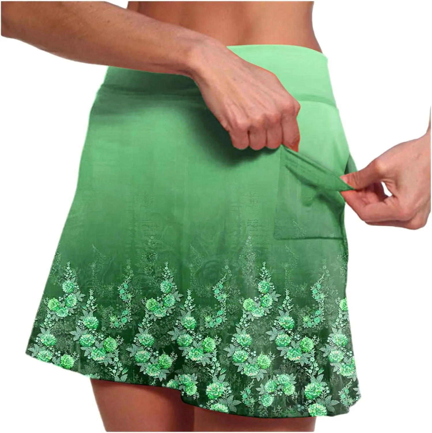 cooki Women's Tennis Skirts with Pockets Shorts High Waisted Floral Print Workout Golf Skorts Summer Casual Yoga Mini Skirt