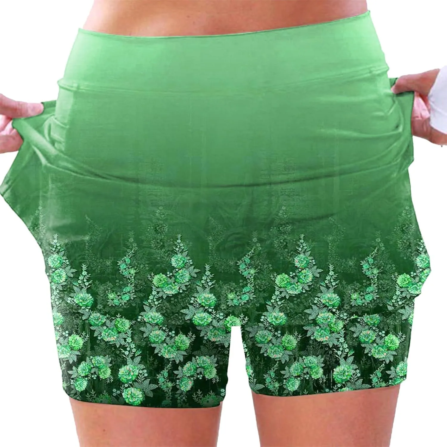 cooki Women's Tennis Skirts with Pockets Shorts High Waisted Floral Print Workout Golf Skorts Summer Casual Yoga Mini Skirt