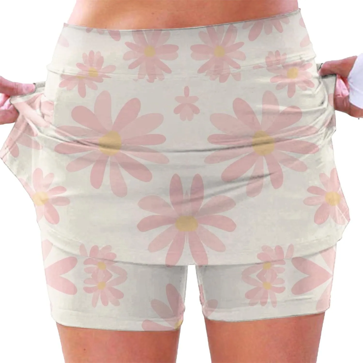 cooki Women's Tennis Skirts with Shorts High Waisted Floral Print Workout Golf Skorts Summer Casual Yoga Mini Skirt