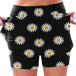 cooki Women's Tennis Skirts with Shorts High Waisted Floral Print Workout Golf Skorts Summer Casual Yoga Mini Skirt