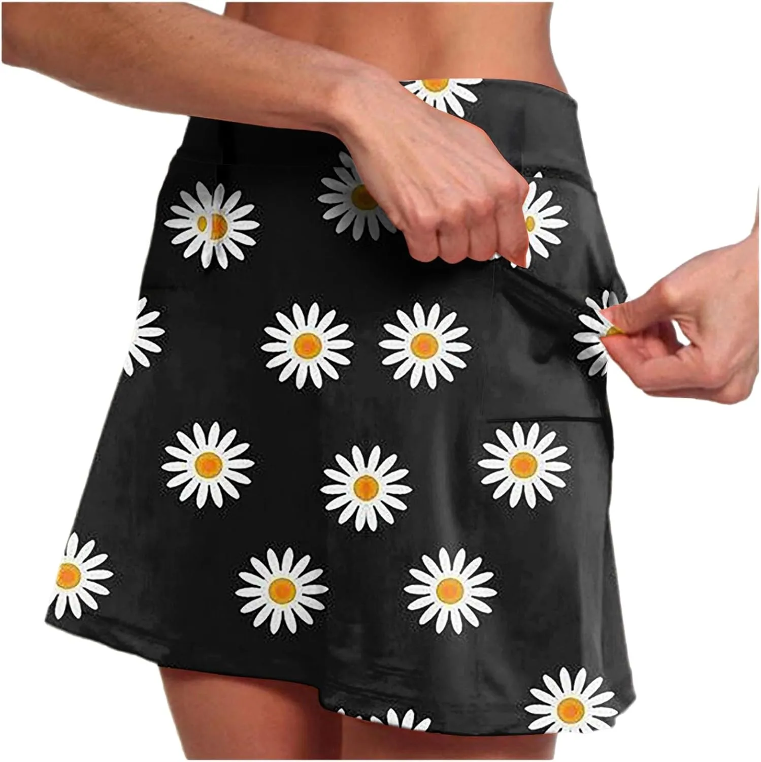 cooki Women's Tennis Skirts with Shorts High Waisted Floral Print Workout Golf Skorts Summer Casual Yoga Mini Skirt
