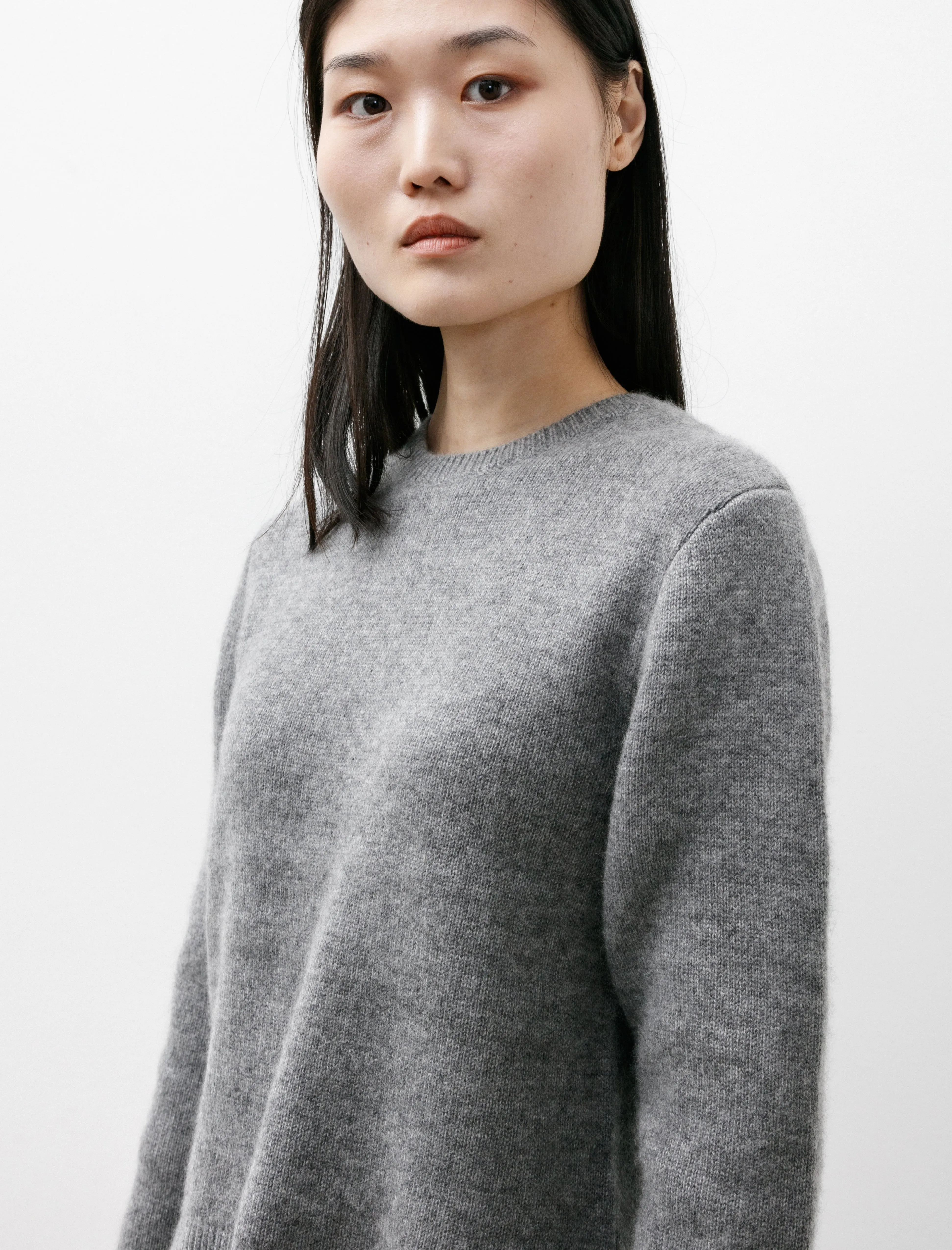 Cropped Crewneck Knit Grey Mlange