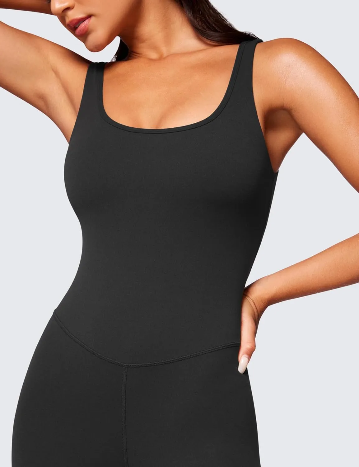 CRZ YOGA Butterluxe Athletic Womens Romper Tank Tops Workout Casual Shorts Jumpsuits One Piece Bodysuit ScoopNeck Padded