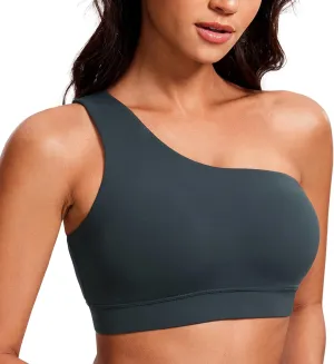 CRZ YOGA Butterluxe Womens One Shoulder Sports Bra - Sleeveless One Strap Low Impact Asymmetrical Workout Yoga Tops