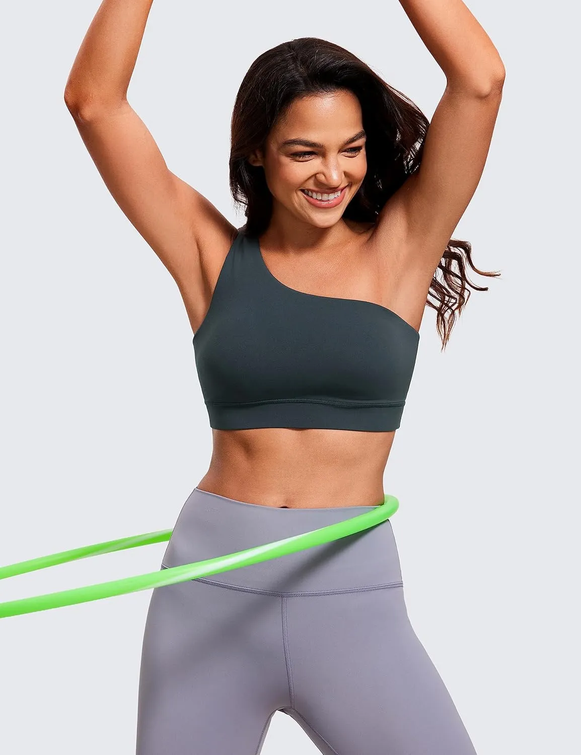 CRZ YOGA Butterluxe Womens One Shoulder Sports Bra - Sleeveless One Strap Low Impact Asymmetrical Workout Yoga Tops