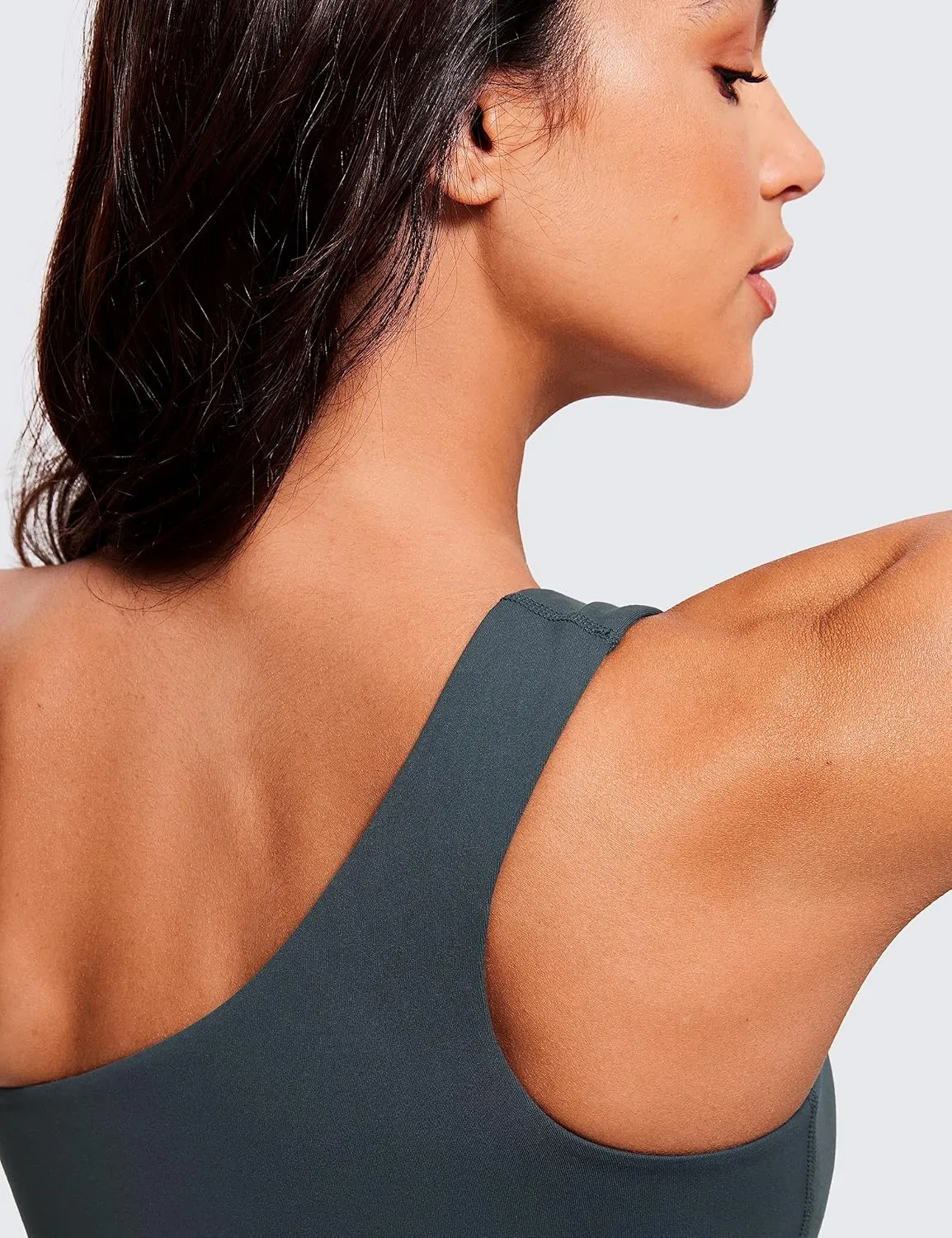 CRZ YOGA Butterluxe Womens One Shoulder Sports Bra - Sleeveless One Strap Low Impact Asymmetrical Workout Yoga Tops