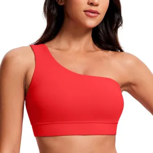 CRZ YOGA Butterluxe Womens One Shoulder Sports Bra - Sleeveless One Strap Low Impact Asymmetrical Workout Yoga Tops