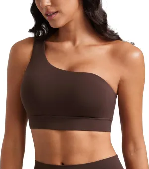 CRZ YOGA Butterluxe Womens One Shoulder Sports Bra - Sleeveless One Strap Low Impact Asymmetrical Workout Yoga Tops