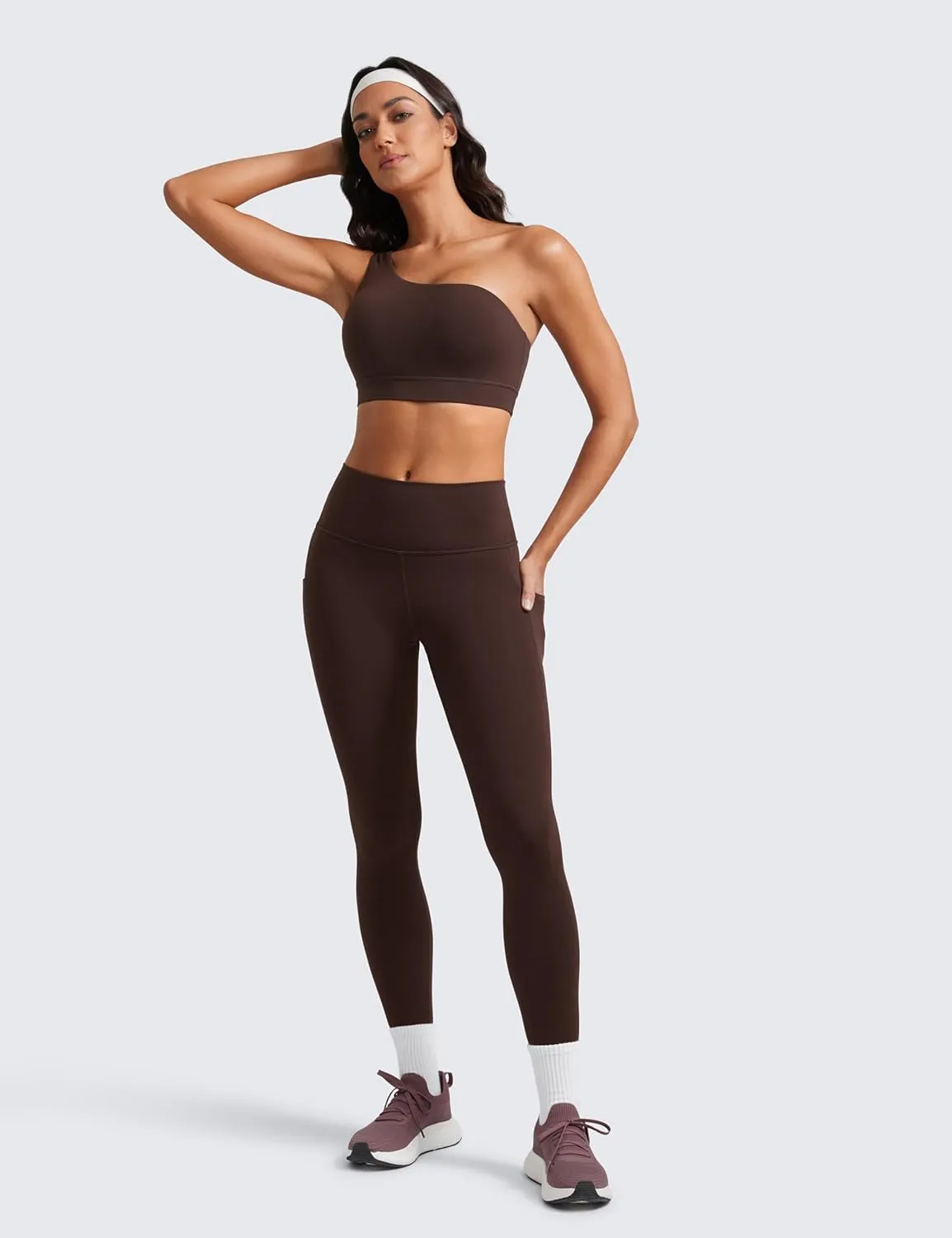 CRZ YOGA Butterluxe Womens One Shoulder Sports Bra - Sleeveless One Strap Low Impact Asymmetrical Workout Yoga Tops