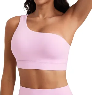 CRZ YOGA Butterluxe Womens One Shoulder Sports Bra - Sleeveless One Strap Low Impact Asymmetrical Workout Yoga Tops