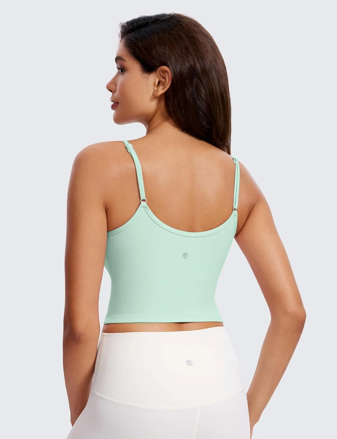 CRZ YOGA Butterluxe Womens Sweetheart Longline Sports Bra - Adjustable Thin Strap Workout Tank Tops Yoga Padded Camisole