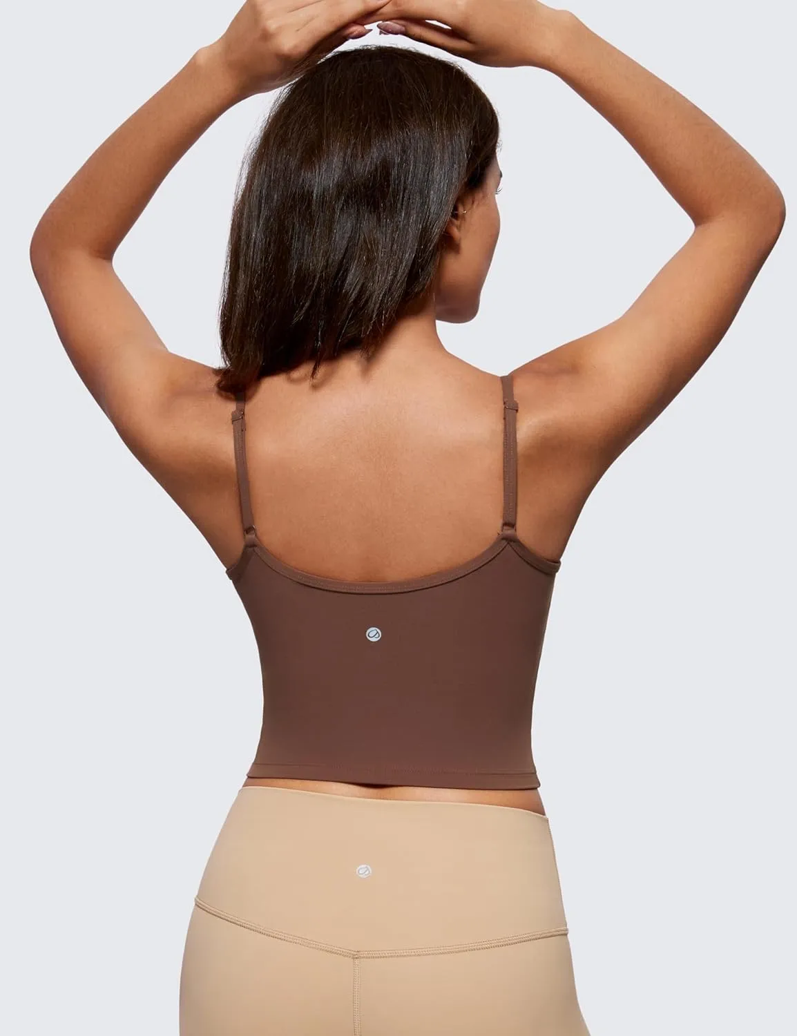 CRZ YOGA Butterluxe Womens Sweetheart Longline Sports Bra - Adjustable Thin Strap Workout Tank Tops Yoga Padded Camisole