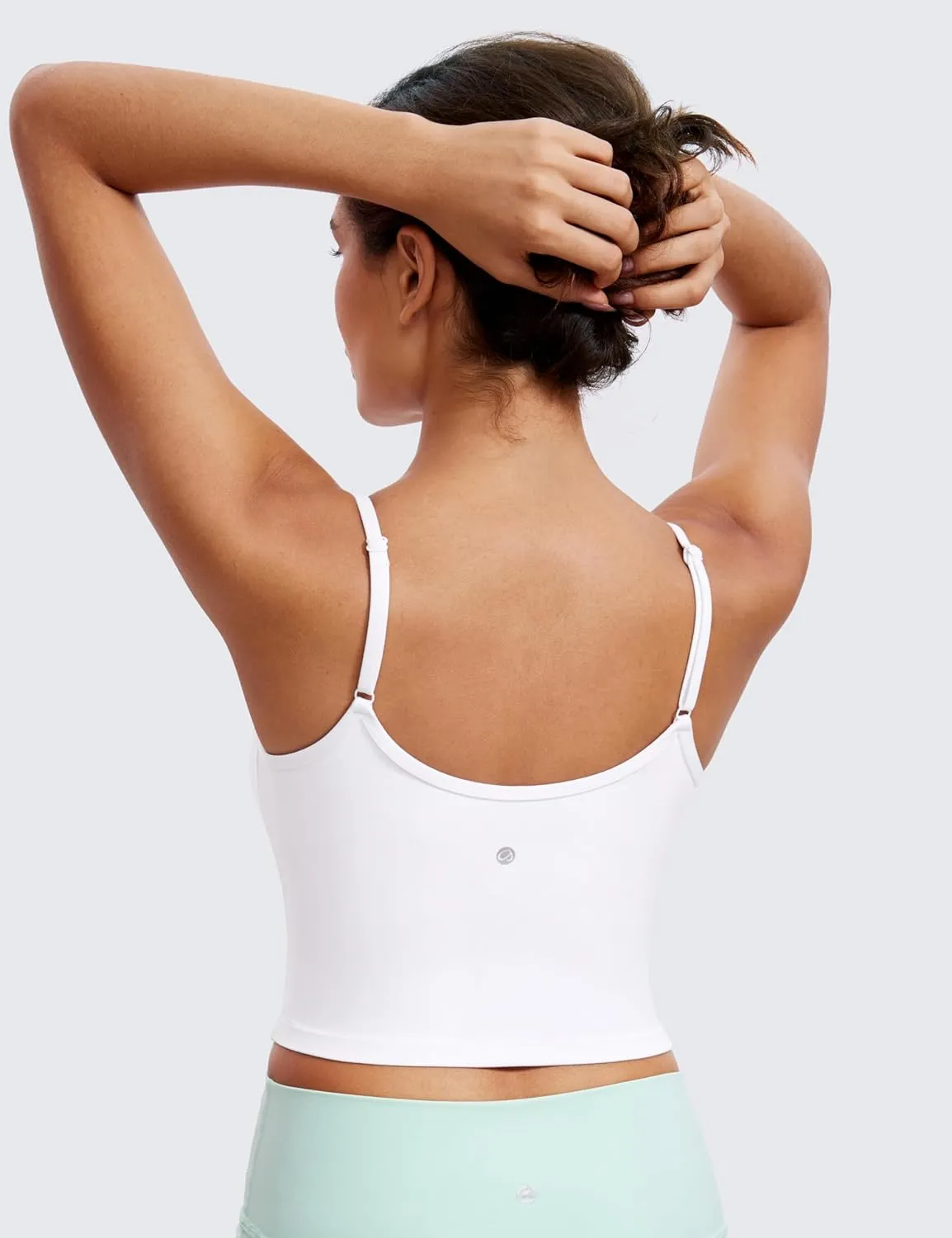 CRZ YOGA Butterluxe Womens Sweetheart Longline Sports Bra - Adjustable Thin Strap Workout Tank Tops Yoga Padded Camisole