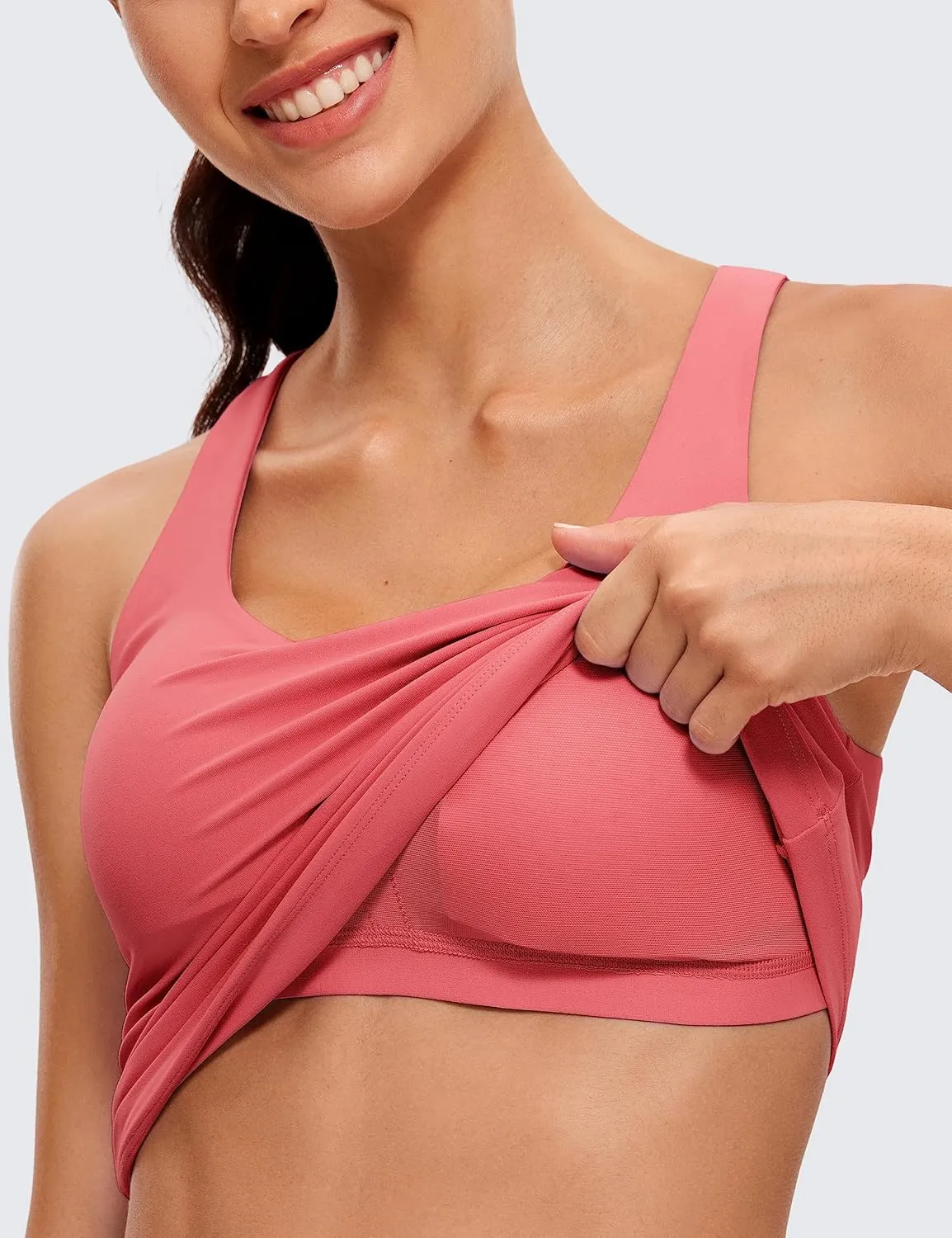 CRZ YOGA Butterluxe Womens V Neck Workout Tank Tops with Built in Bras - Sleeveless Padded Racerback Yoga Athletic Camisole