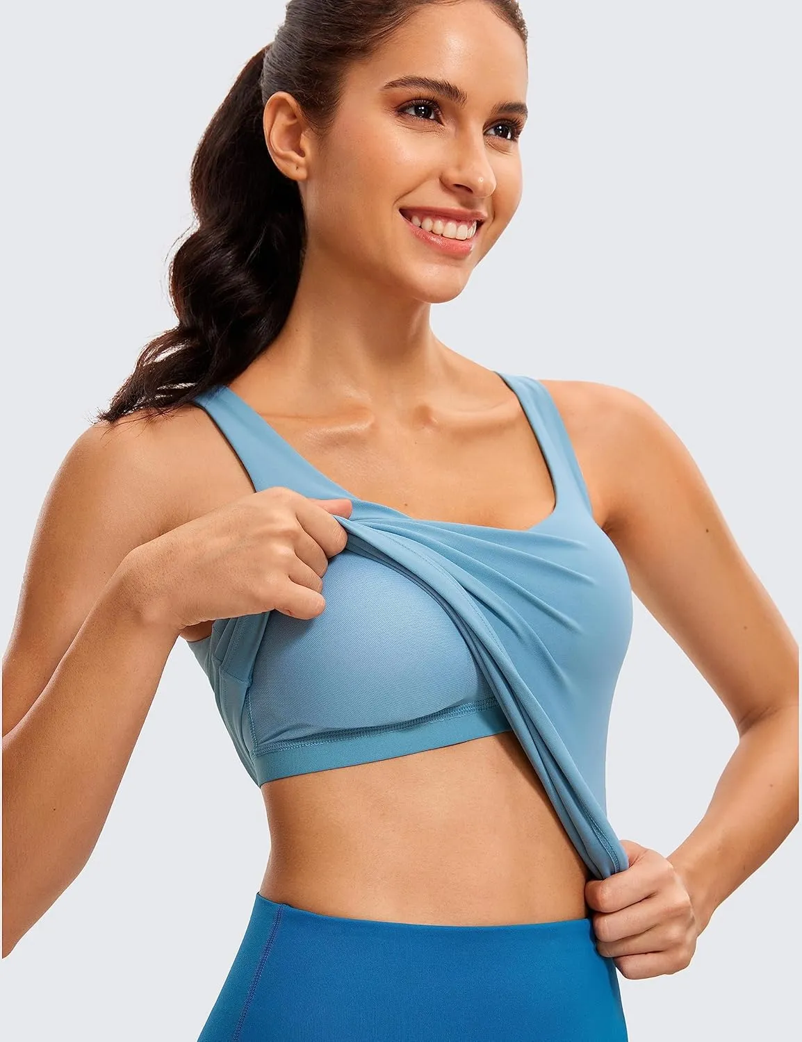 CRZ YOGA Butterluxe Womens V Neck Workout Tank Tops with Built in Bras - Sleeveless Padded Racerback Yoga Athletic Camisole