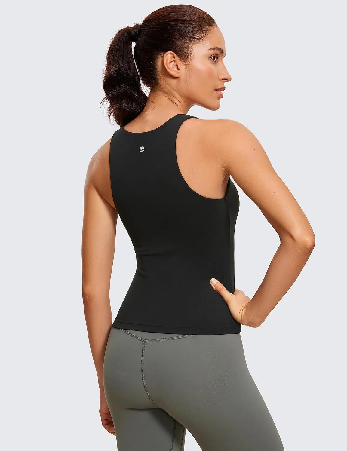CRZ YOGA Butterluxe Womens V Neck Workout Tank Tops with Built in Bras - Sleeveless Padded Racerback Yoga Athletic Camisole