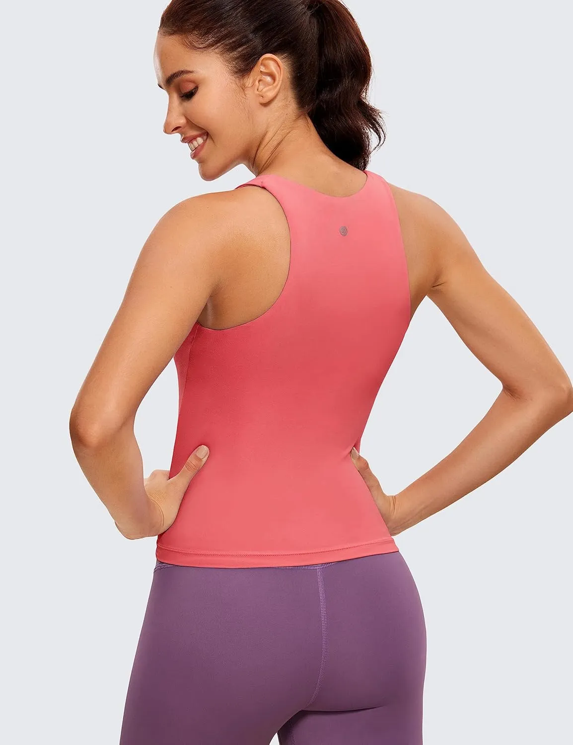 CRZ YOGA Butterluxe Womens V Neck Workout Tank Tops with Built in Bras - Sleeveless Padded Racerback Yoga Athletic Camisole