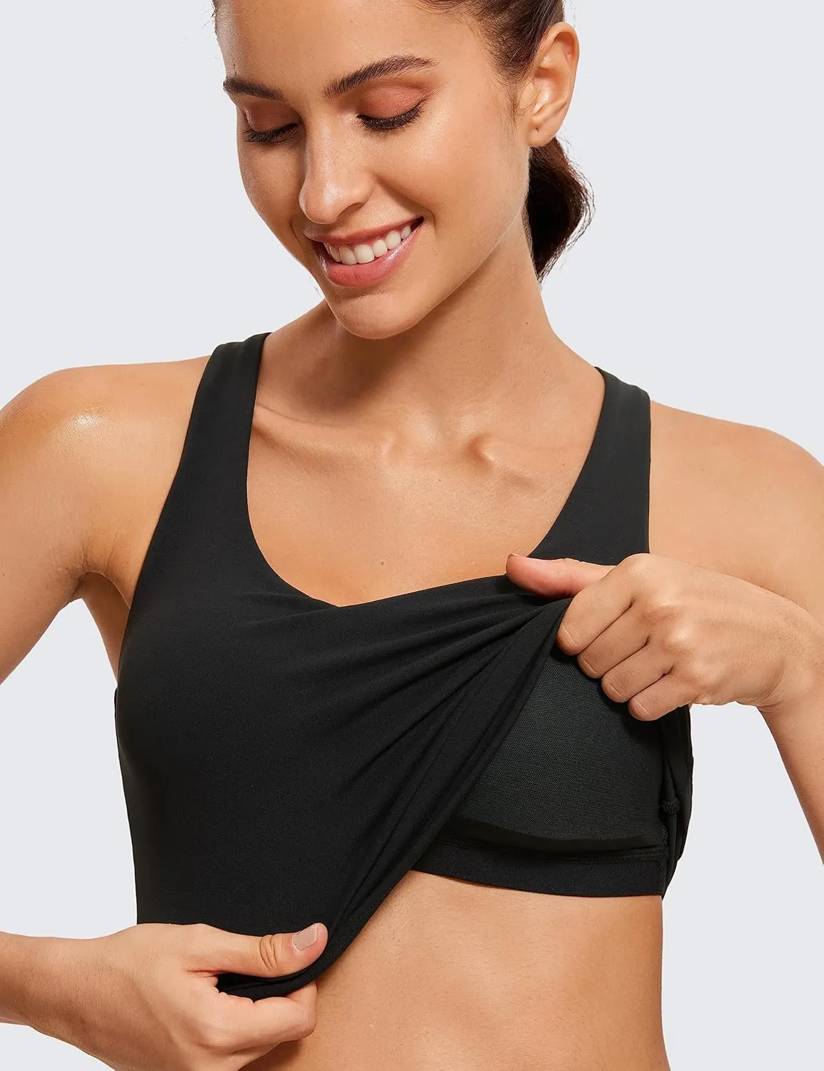 CRZ YOGA Butterluxe Womens V Neck Workout Tank Tops with Built in Bras - Sleeveless Padded Racerback Yoga Athletic Camisole