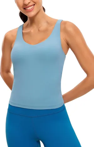 CRZ YOGA Butterluxe Womens V Neck Workout Tank Tops with Built in Bras - Sleeveless Padded Racerback Yoga Athletic Camisole