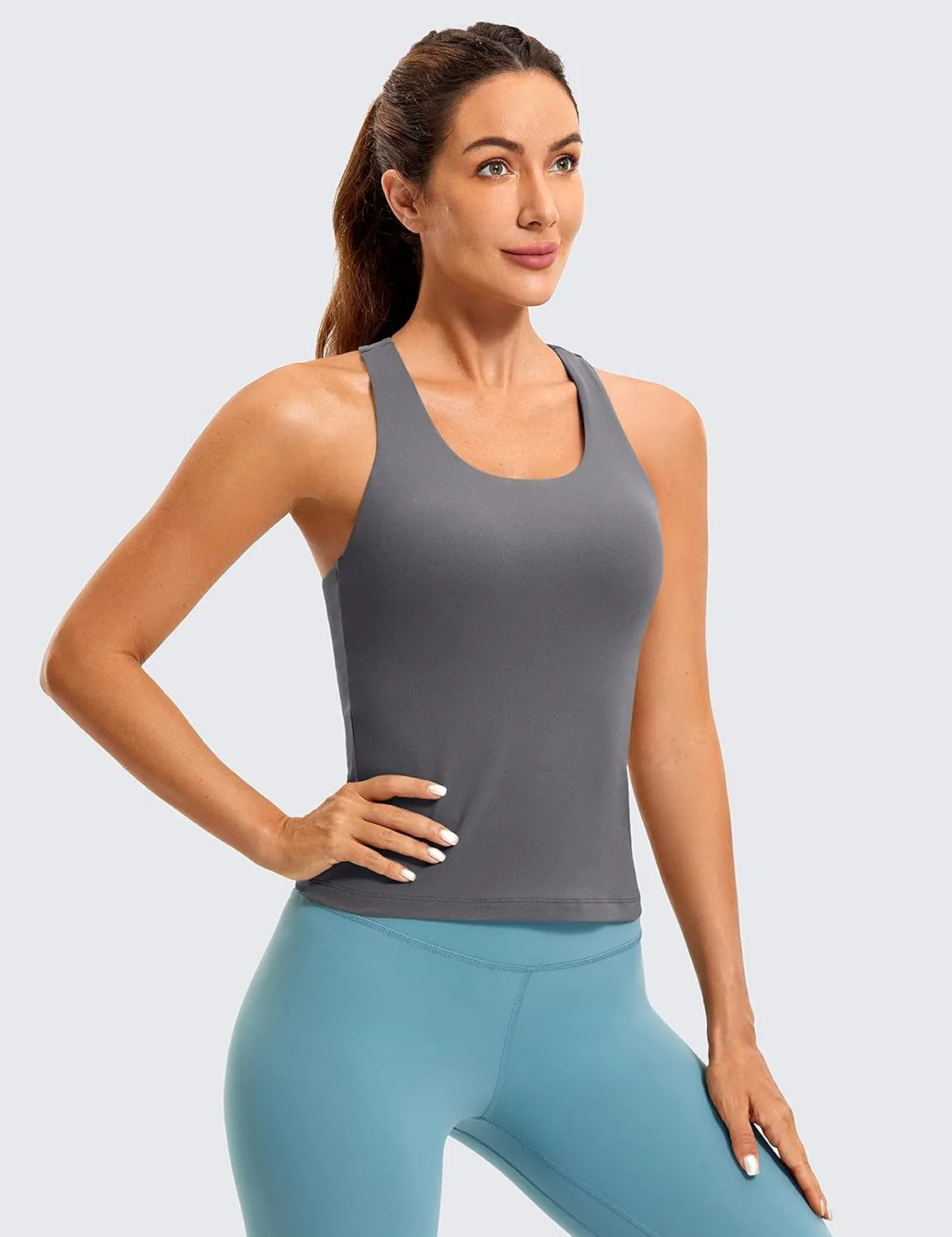 CRZ YOGA Butterluxe Workout Tank Tops for Women Built in Shelf Bras Padded - Racerback Athletic Spandex Yoga Camisole