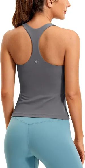 CRZ YOGA Butterluxe Workout Tank Tops for Women Built in Shelf Bras Padded - Racerback Athletic Spandex Yoga Camisole