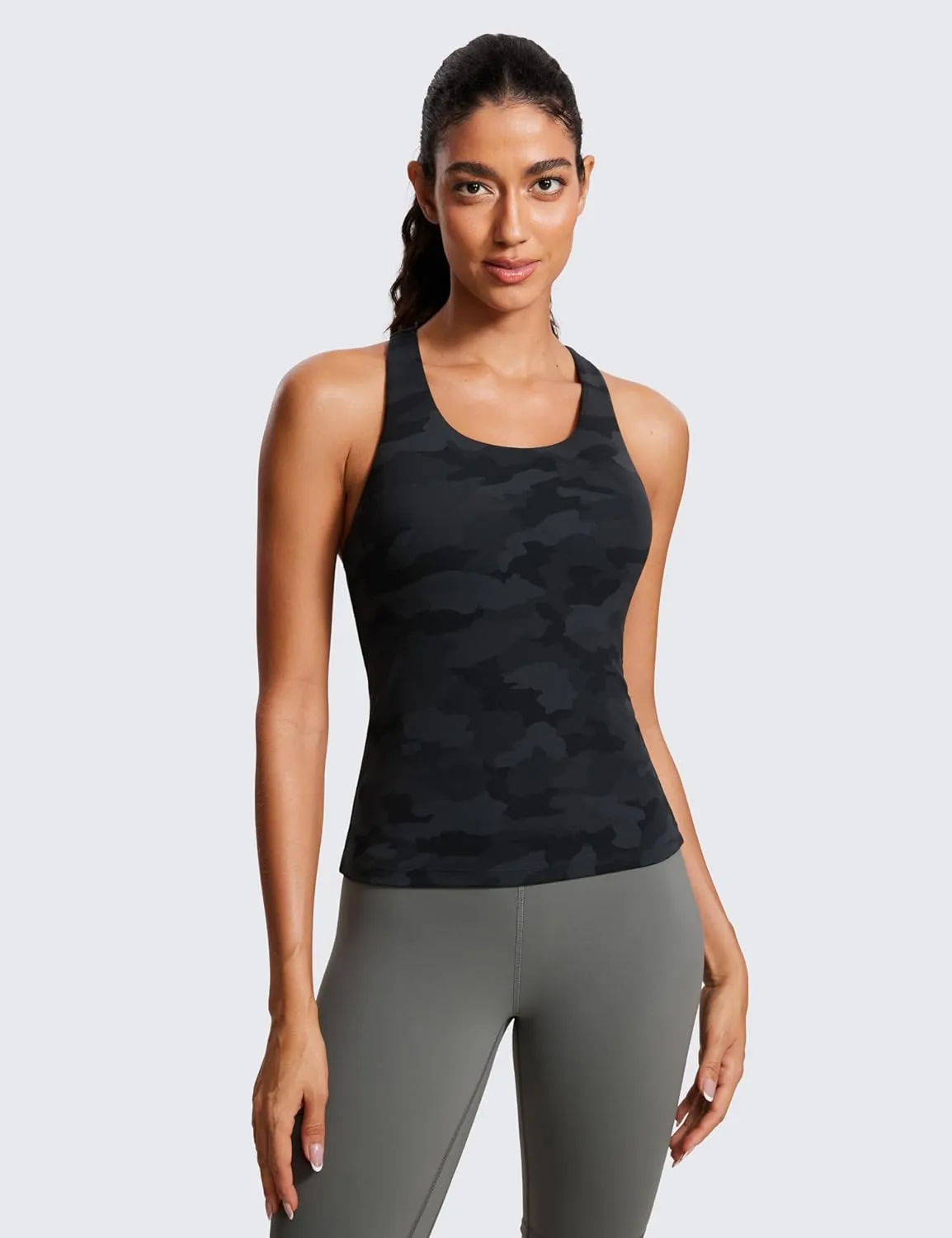 CRZ YOGA Butterluxe Workout Tank Tops for Women Built in Shelf Bras Padded - Racerback Athletic Spandex Yoga Camisole