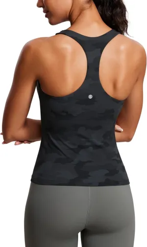 CRZ YOGA Butterluxe Workout Tank Tops for Women Built in Shelf Bras Padded - Racerback Athletic Spandex Yoga Camisole