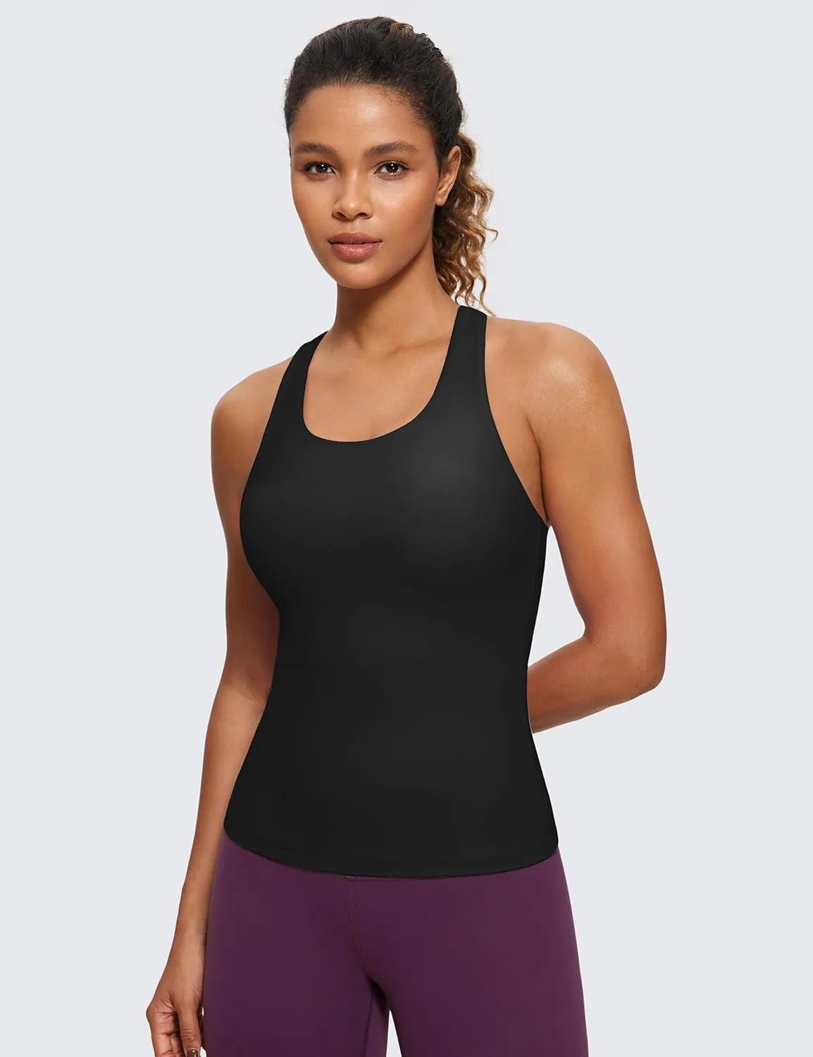 CRZ YOGA Butterluxe Workout Tank Tops for Women Built in Shelf Bras Padded - Racerback Athletic Spandex Yoga Camisole