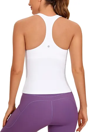 CRZ YOGA Butterluxe Workout Tank Tops for Women Built in Shelf Bras Padded - Racerback Athletic Spandex Yoga Camisole