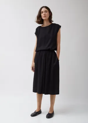 Cupro Twill Formal Midi Skirt