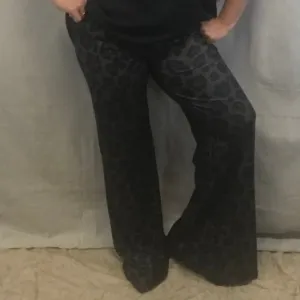 Dark Leopard Print Flare Pants