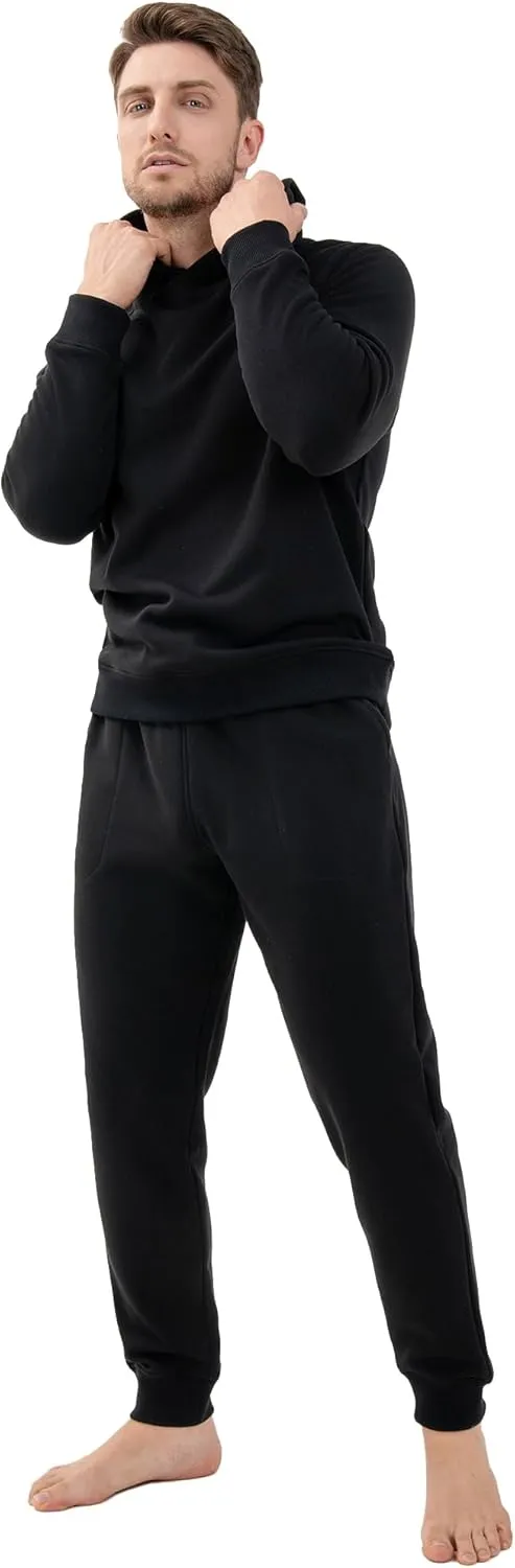 DAVID ARCHY Mens Fleece Hooded Pajama Set Soft Long Sleeve Loungewear Comfortable Sweatshirts & Pajama Pants PJ Sets for men