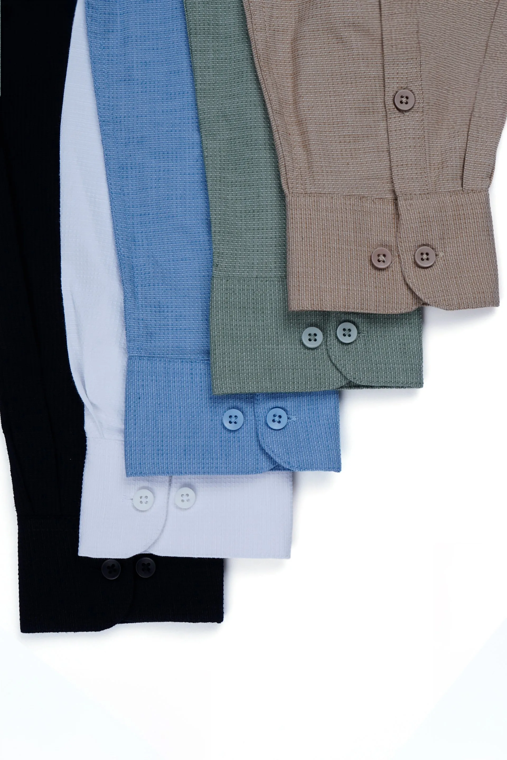 EASY IRON TEXTURED MANDARIN SHIRT IN BLUE