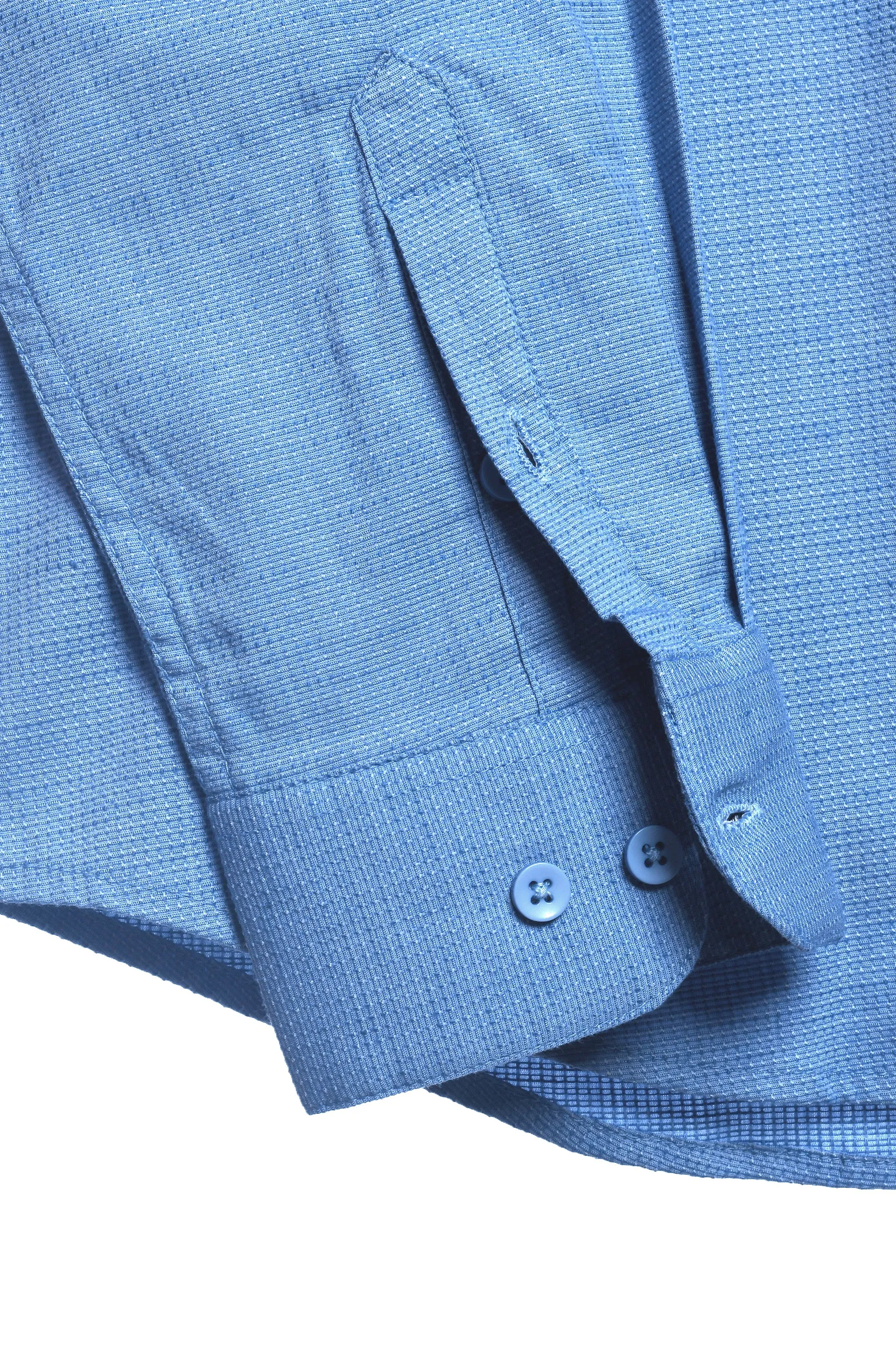 EASY IRON TEXTURED MANDARIN SHIRT IN BLUE