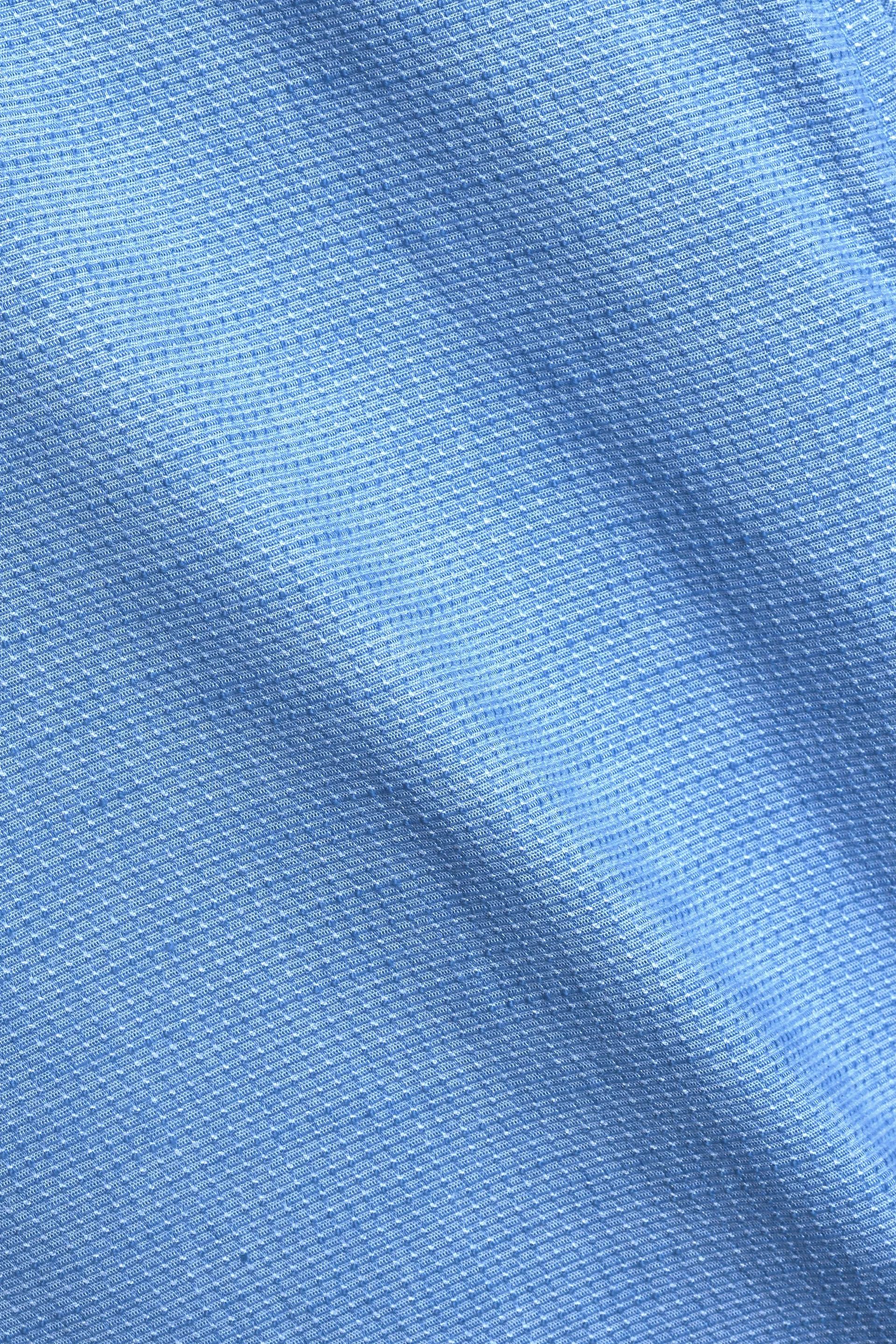 EASY IRON TEXTURED MANDARIN SHIRT IN BLUE