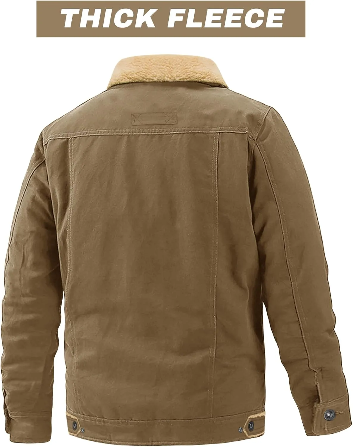 EKLENTSON Men's Winter Jacket Thick Thermal Cotton Warm Fleece Lined Coat Trucker Lapel Work Cargo Jackets for Men