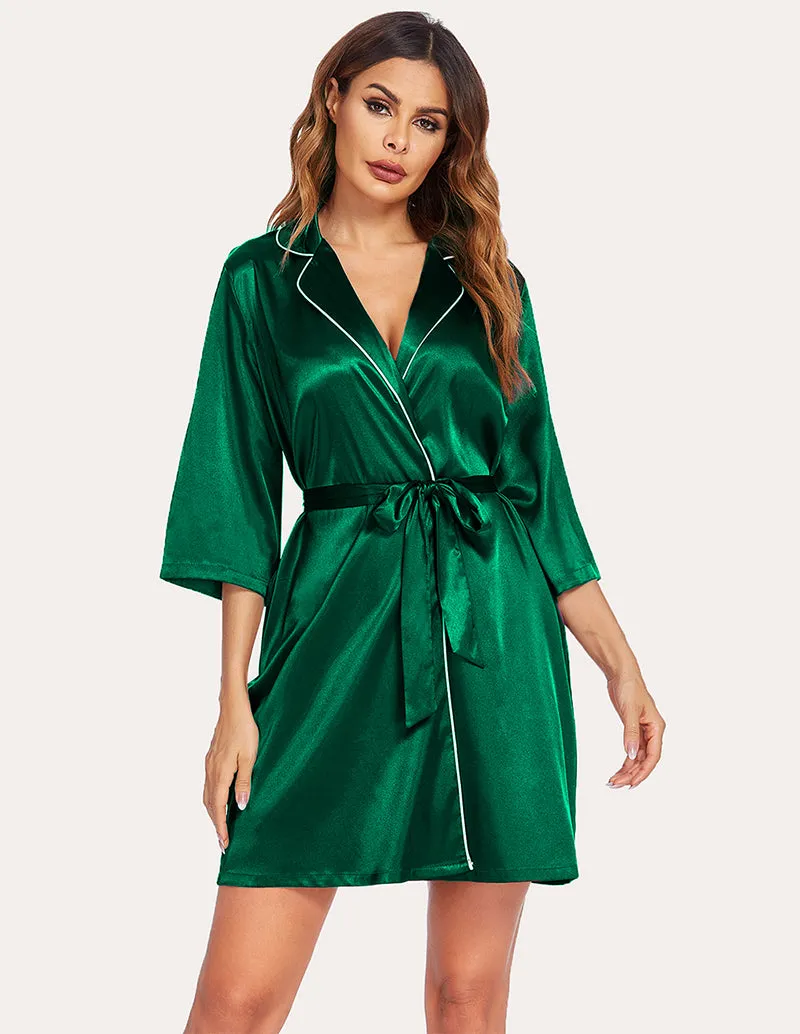 Ekouaer 3/4 Sleeve Satin Robe (US Only)