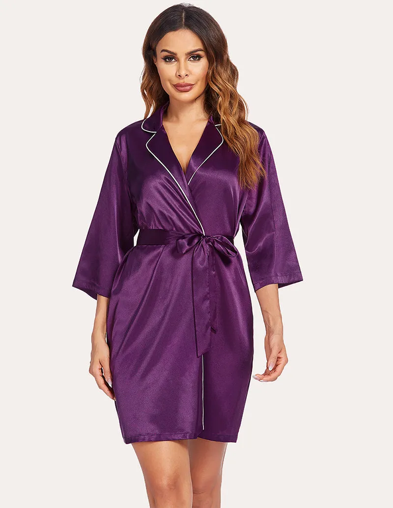Ekouaer 3/4 Sleeve Satin Robe (US Only)