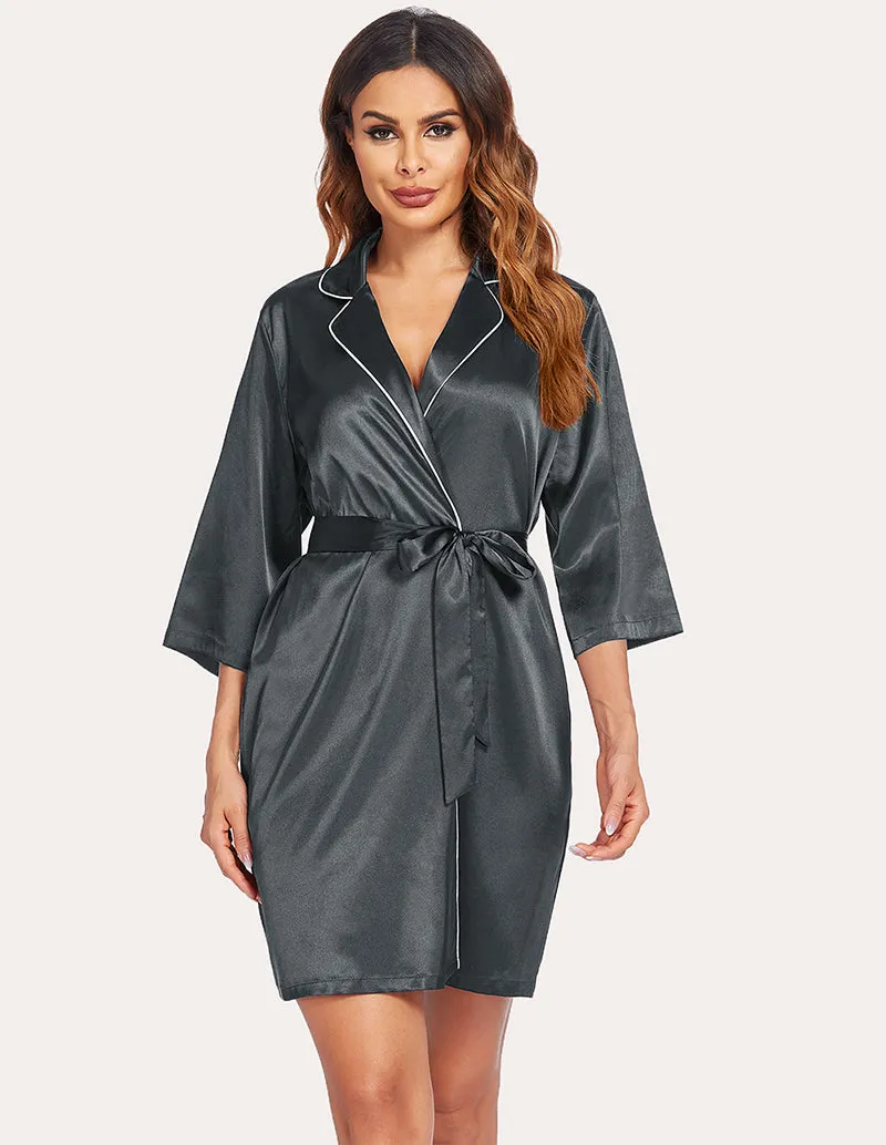 Ekouaer 3/4 Sleeve Satin Robe (US Only)