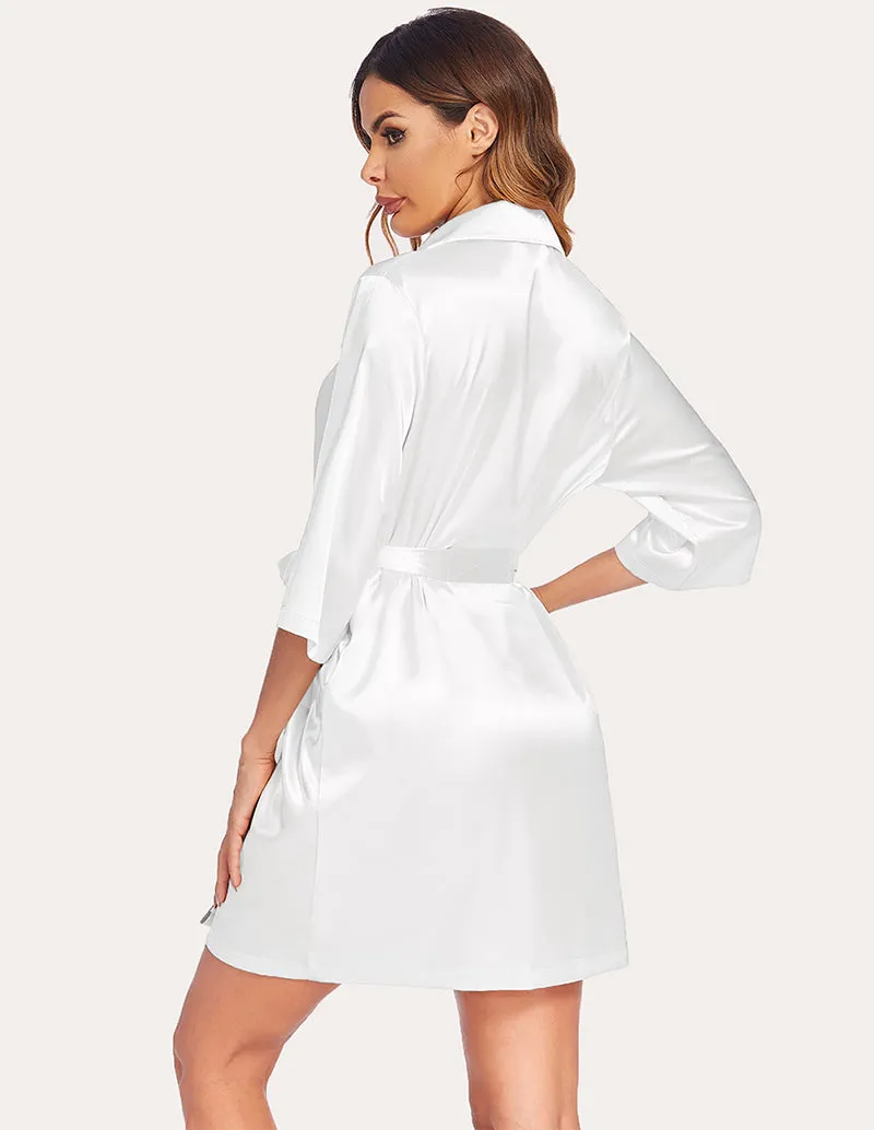 Ekouaer 3/4 Sleeve Satin Robe (US Only)