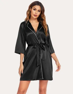 Ekouaer 3/4 Sleeve Satin Robe (US Only)