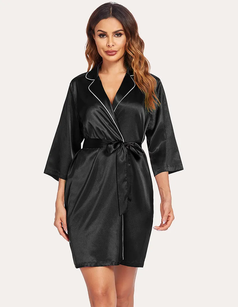 Ekouaer 3/4 Sleeve Satin Robe (US Only)