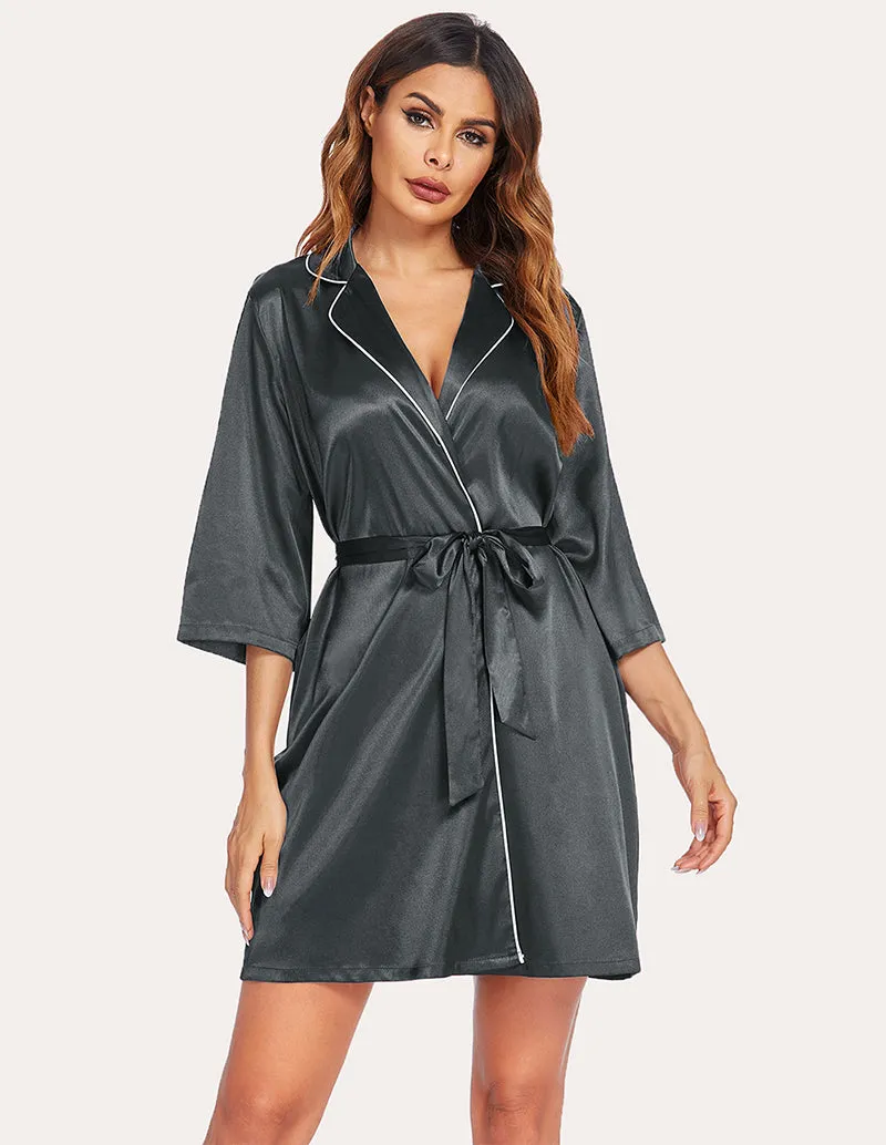 Ekouaer 3/4 Sleeve Satin Robe (US Only)