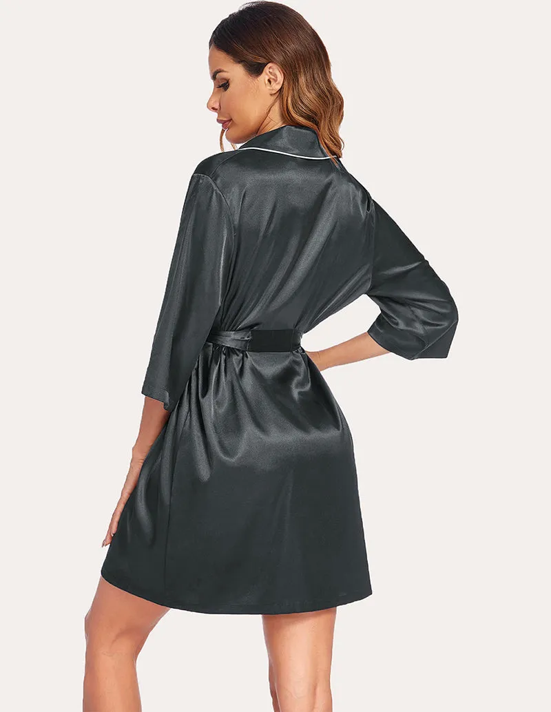 Ekouaer 3/4 Sleeve Satin Robe (US Only)