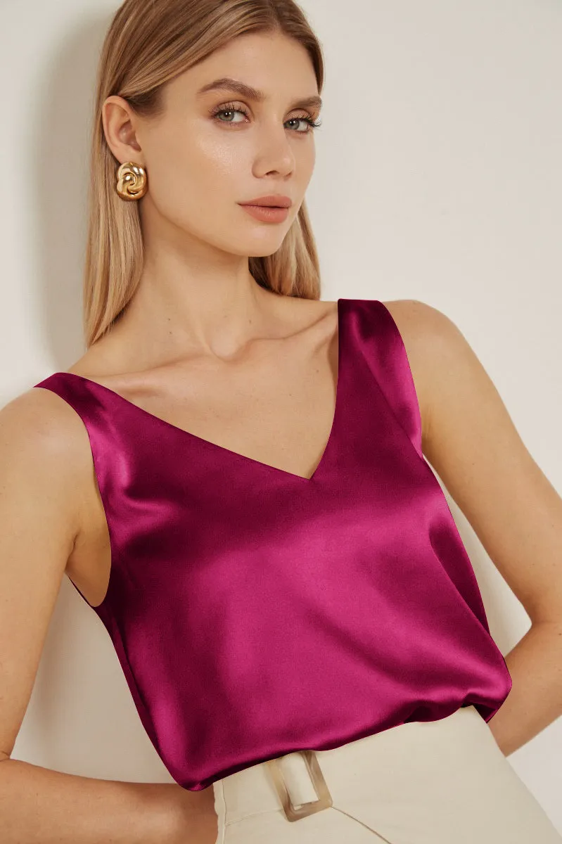 Ekouaer Casual Silk Satin Sleeveless Tank Tops