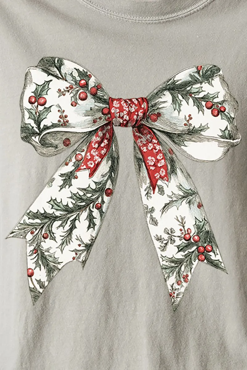 Evergreen Elegant Bow Comfort Colors Adult Ring-Spun Cotton Tee