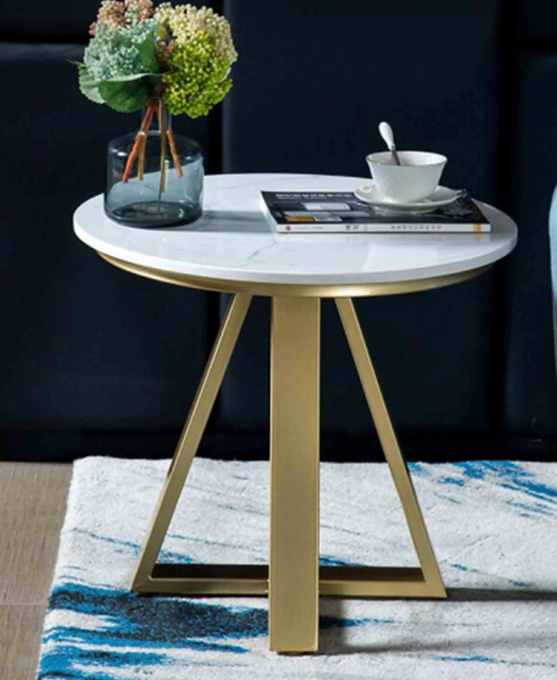 Exotic Designs Freya Side Table - White & Gold