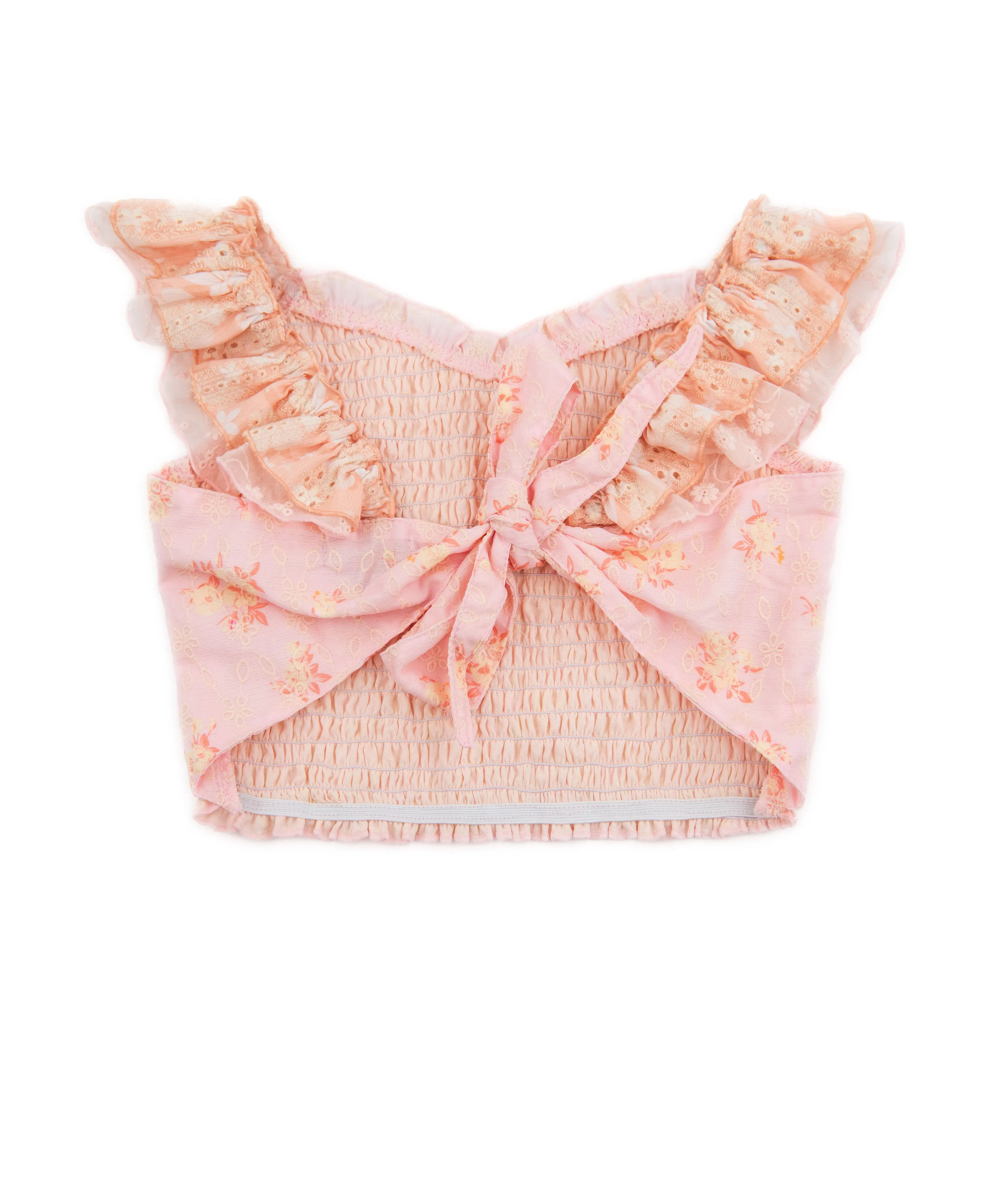 FBZ Girls Peach Bow Back Smock Top