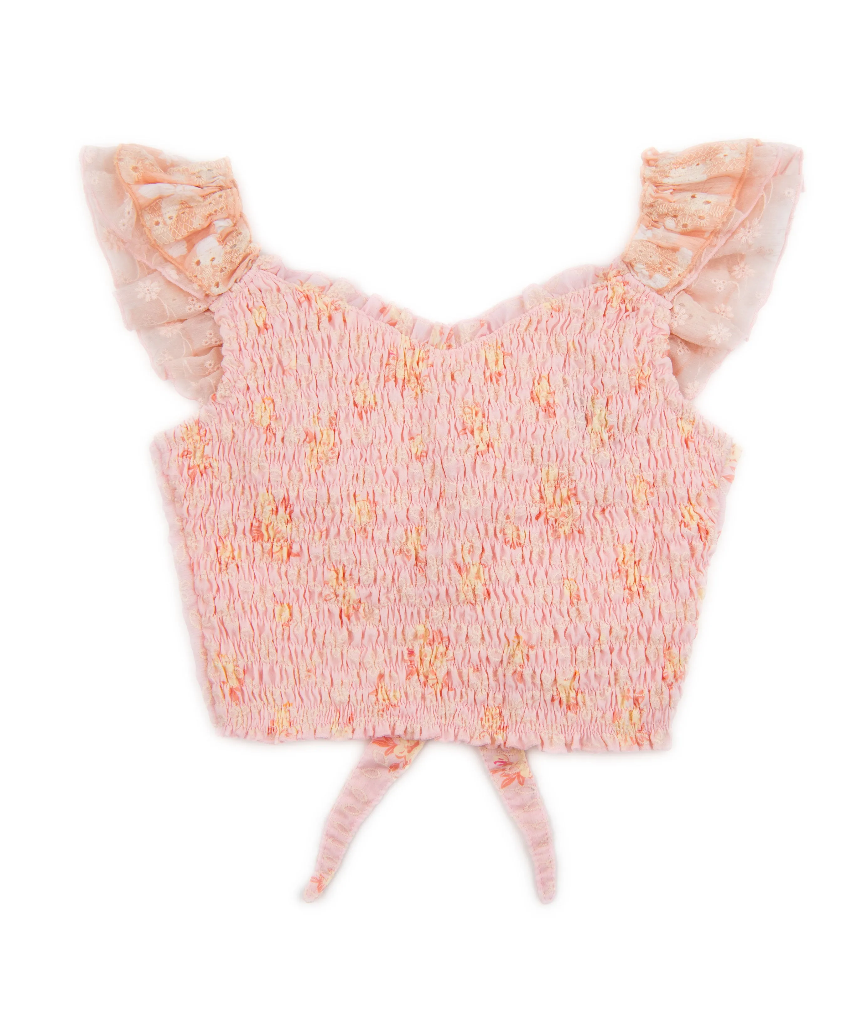 FBZ Girls Peach Bow Back Smock Top